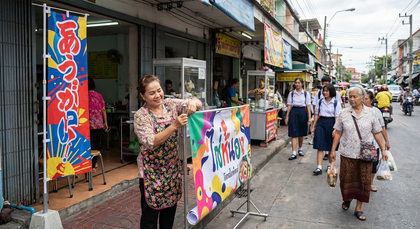 ค่าแอดแพง? สู้ด้วย 'ป้ายไวนิล' กลยุทธ์ Local Marketing 2026 - vinyl-banner-local-marketing-strategy-2026