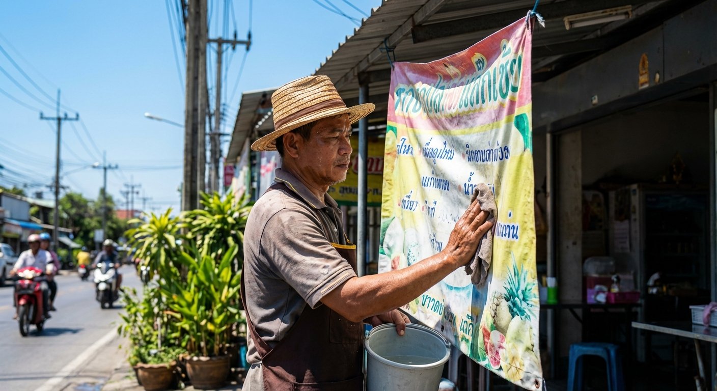 ทริคดูแลป้ายไวนิลรับซัมเมอร์ 2026 สีสดสู้แดด ไม่ซีดไว - vinyl-banner-maintenance-summer