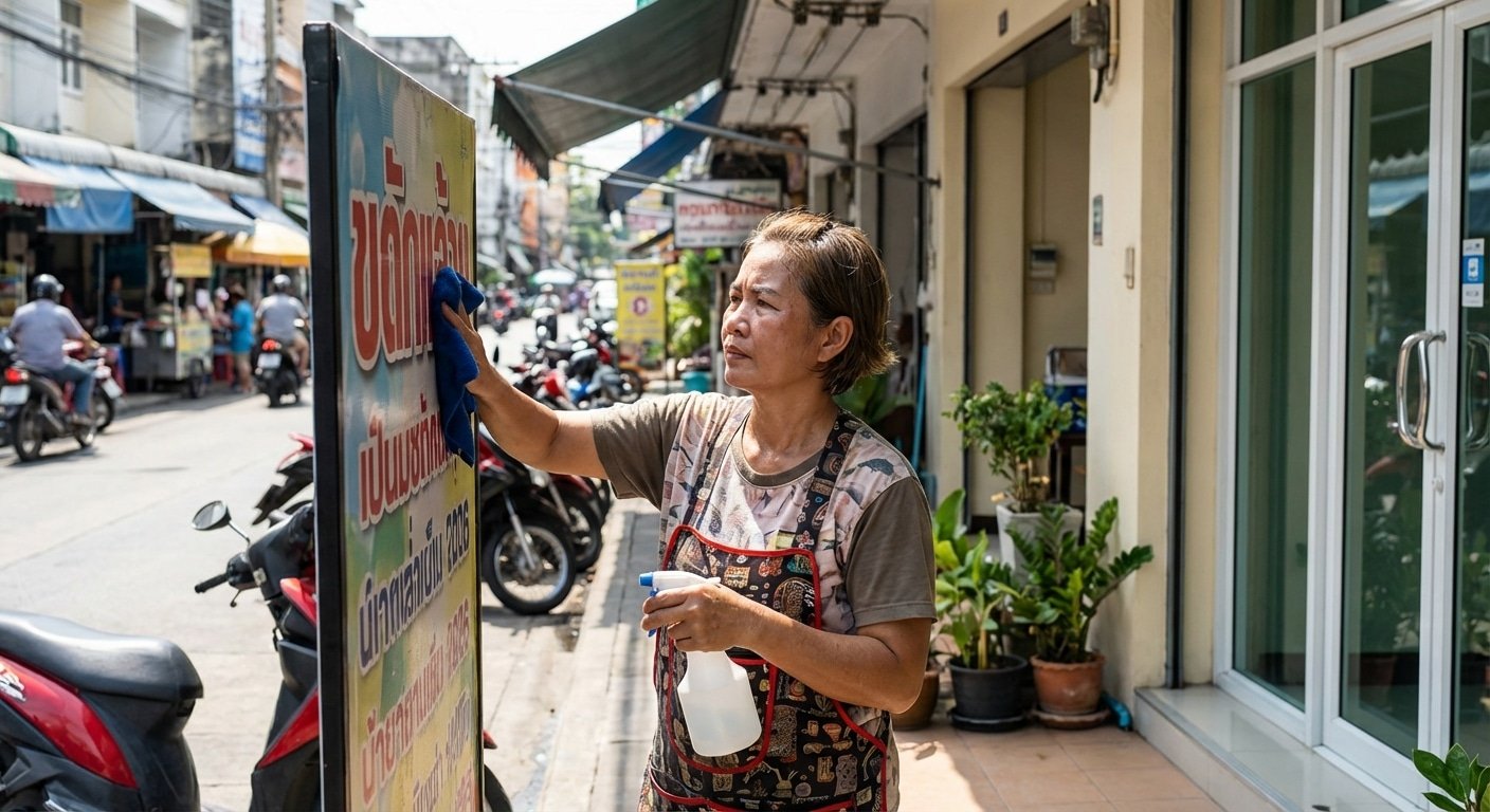 เคล็ดลับดูแลป้ายไวนิลหน้าร้าน 2026 ทนแดด สีสด ไม่ซีดจาง - vinyl-banner-maintenance-tips