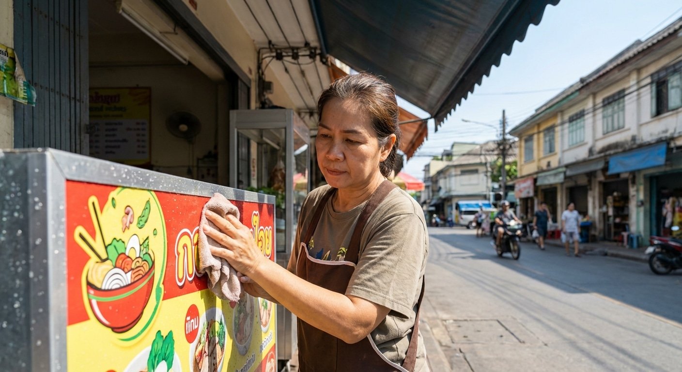 วิธีดูแลป้ายไวนิลหน้าร้าน ให้สีสดทนแดดทนฝน ใช้งานได้นาน - vinyl-banner-maintenance-tips