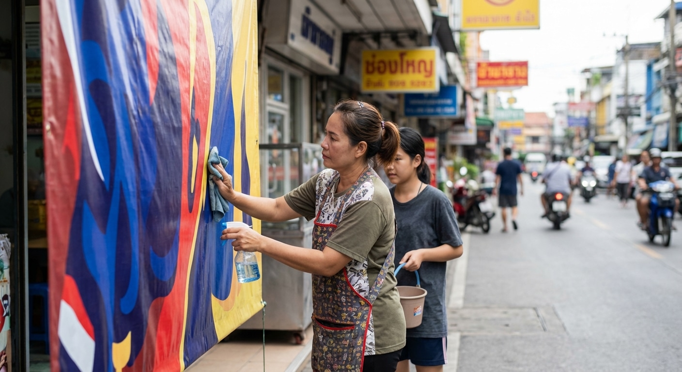 วิธีดูแลป้ายโฆษณาไวนิลให้สีสด ทนแดดทนฝนยืดอายุใช้งาน - vinyl-banner-maintenance-tips