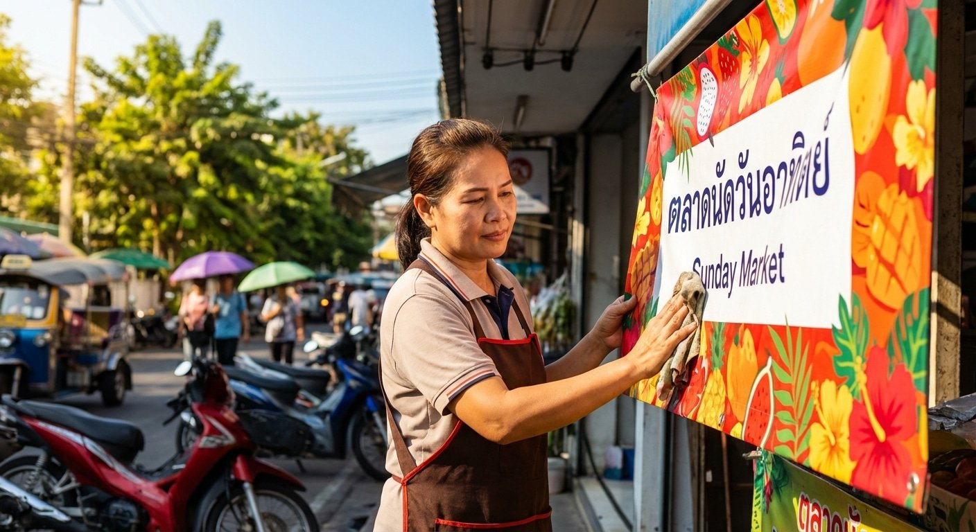 ทริคดูแลป้ายไวนิลหน้าร้าน ให้สีสดทนแดด ไม่ซีดไว - vinyl-banner-maintenance-tips