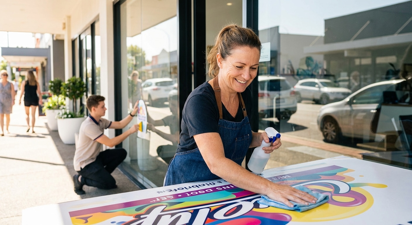 เคล็ดลับดูแลป้ายไวนิลและสติ๊กเกอร์หน้าร้านให้สีสดทนนาน - vinyl-banner-sticker-care-tips