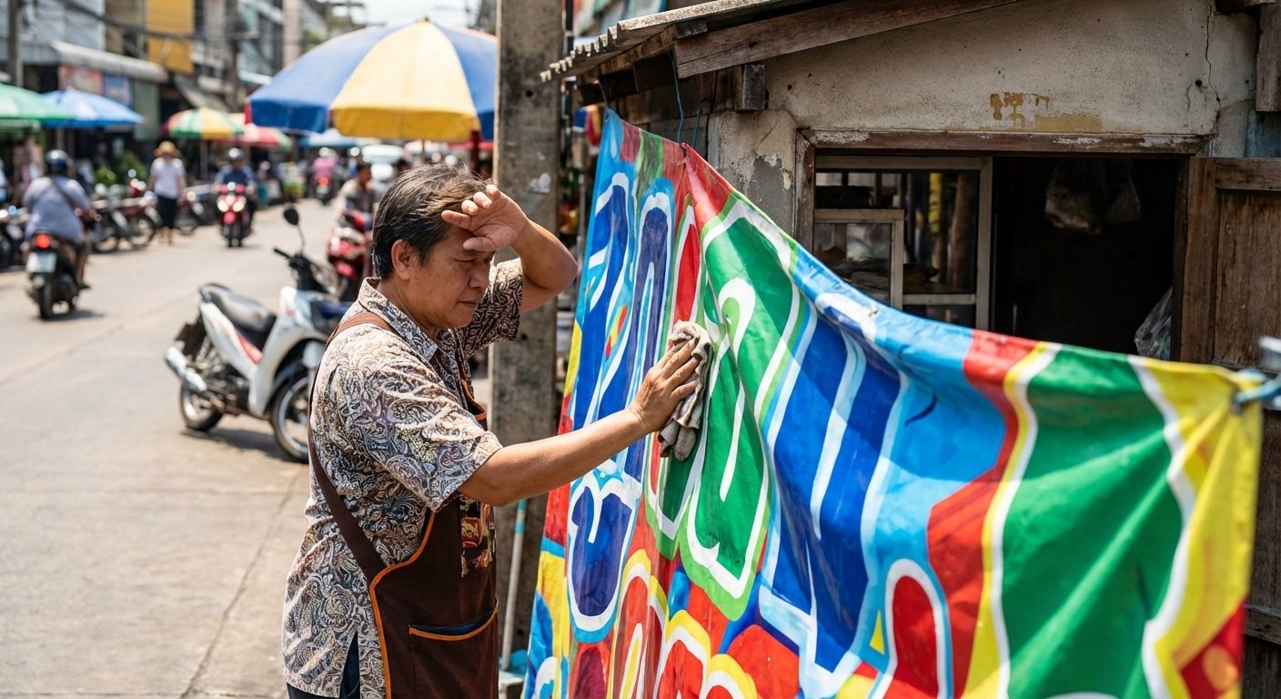 สู้แดดปี 2026! วิธีดูแลป้ายไวนิลหน้าร้านให้สีสด ไม่ซีดไว - vinyl-sign-maintenance-summer-2026