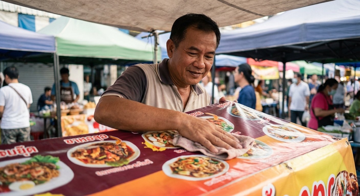 3 ทริคดูแลป้ายไวนิลหน้าร้าน ให้สีสดทนทาน ไม่ซีดไว - vinyl-signage-care-tips