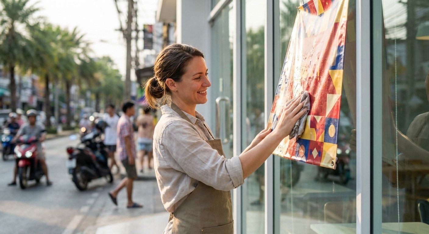 วิธีดูแลป้ายไวนิลและสติ๊กเกอร์หน้าร้านให้สีสดทนทาน - vinyl-sticker-maintenance-tips