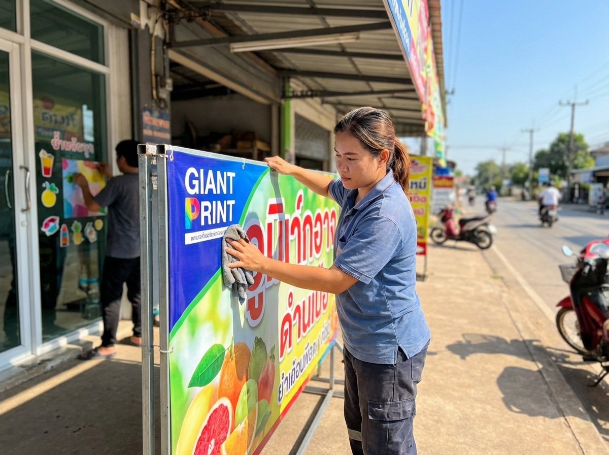 วิธีดูแลป้ายไวนิลและสติ๊กเกอร์ให้สีสดทนแดดเมืองไทย - vinyl-sticker-maintenance-tips