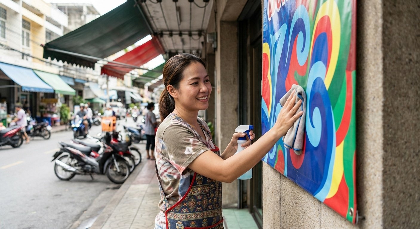 วิธีดูแลป้ายไวนิลและสติ๊กเกอร์ให้สีสด ใช้งานได้นานขึ้น - vinyl-sticker-maintenance-tips