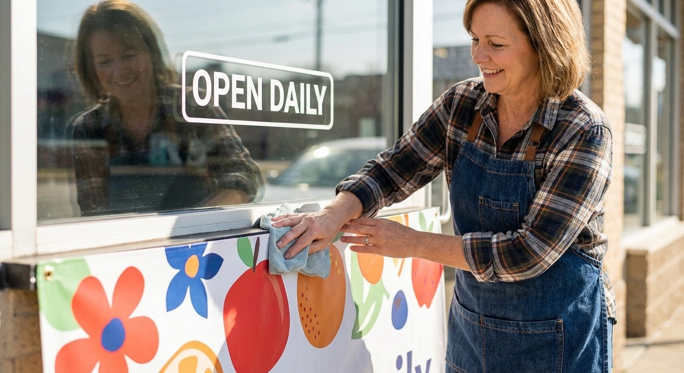 วิธีดูแลป้ายไวนิลและสติ๊กเกอร์หน้าร้านให้สีสดทนนาน - vinyl-sticker-sign-maintenance