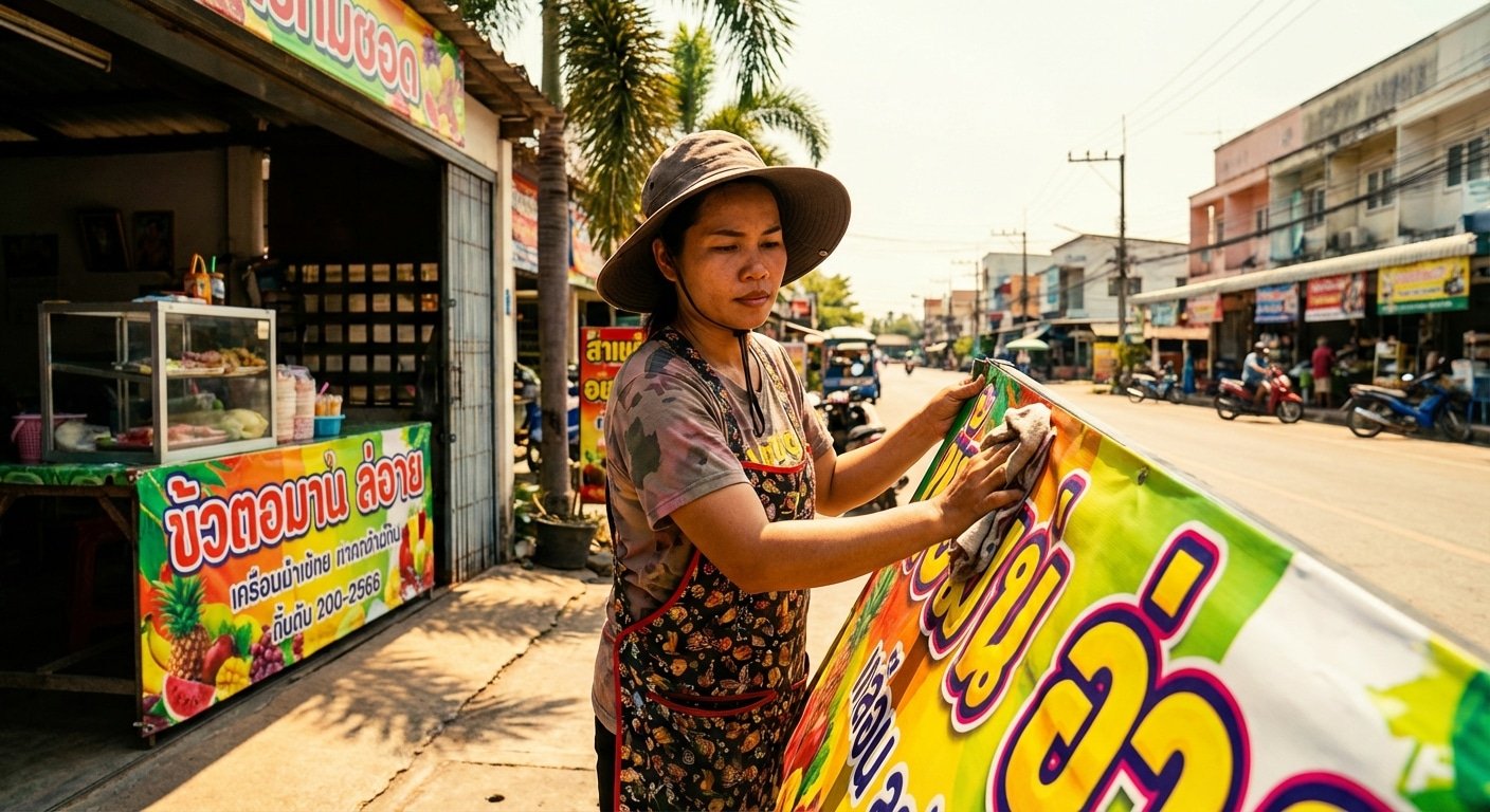 วิธีดูแลป้ายไวนิล-สติ๊กเกอร์ สู้แดดเดือดไทยปี 2026 - vinyl-sticker-sun-maintenance