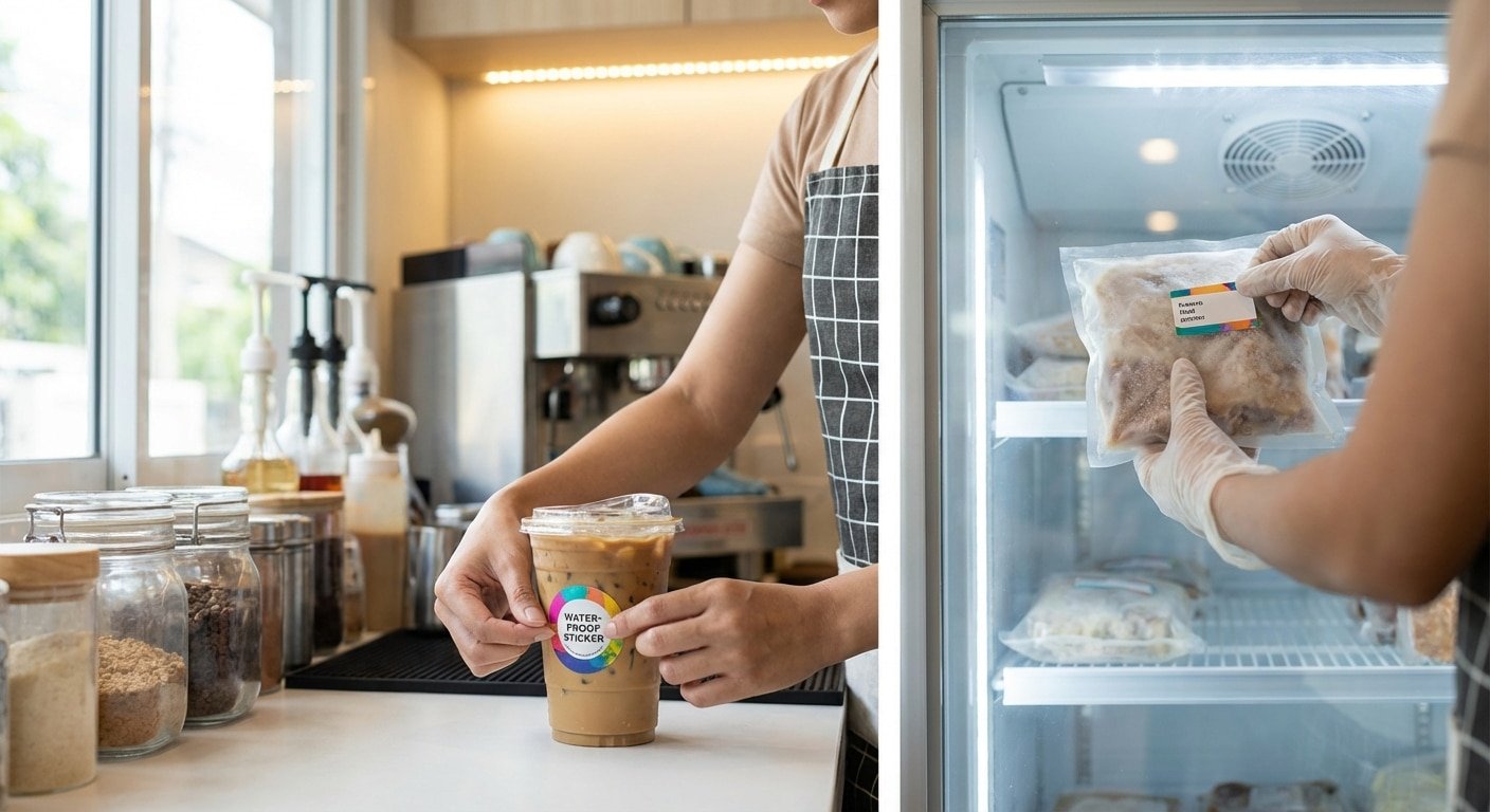 เลือกสติ๊กเกอร์กันน้ำติดแก้วและอาหารแช่แข็งยังไงไม่ให้ลอก - waterproof-sticker-material-guide