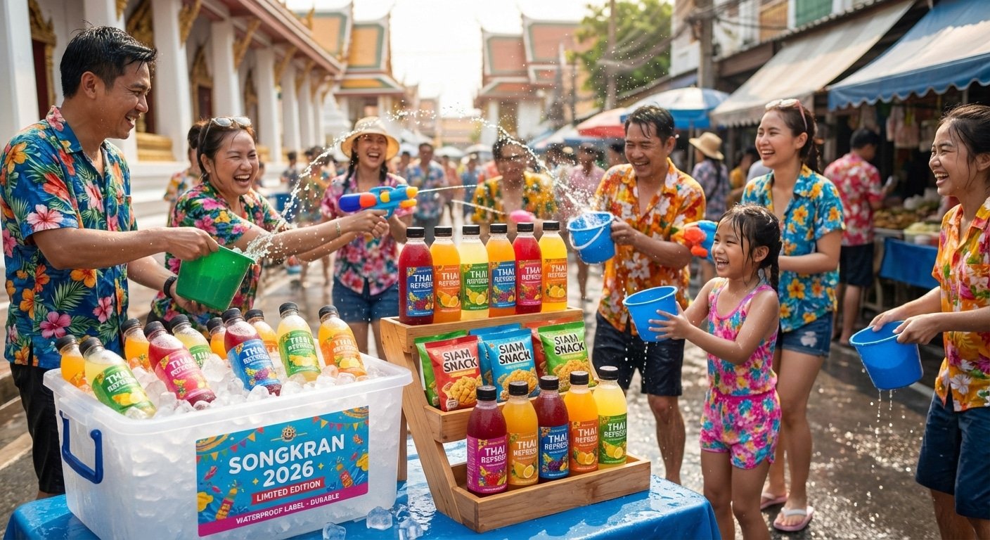 ไอเดียทำสติ๊กเกอร์กันน้ำ รับยอดขายพุ่งช่วงสงกรานต์ 2026 - waterproof-sticker-songkran-2026