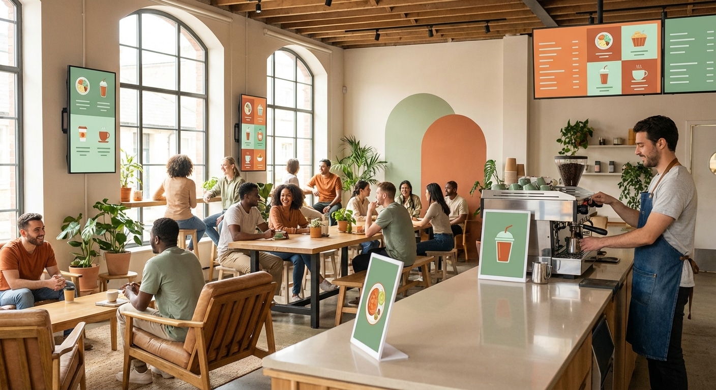 เทรนด์ออกแบบป้าย 2026! ทริคทำป้ายเมนูและสแตนดี้เรียกลูกค้า - 2026-cafe-signage-design-tips