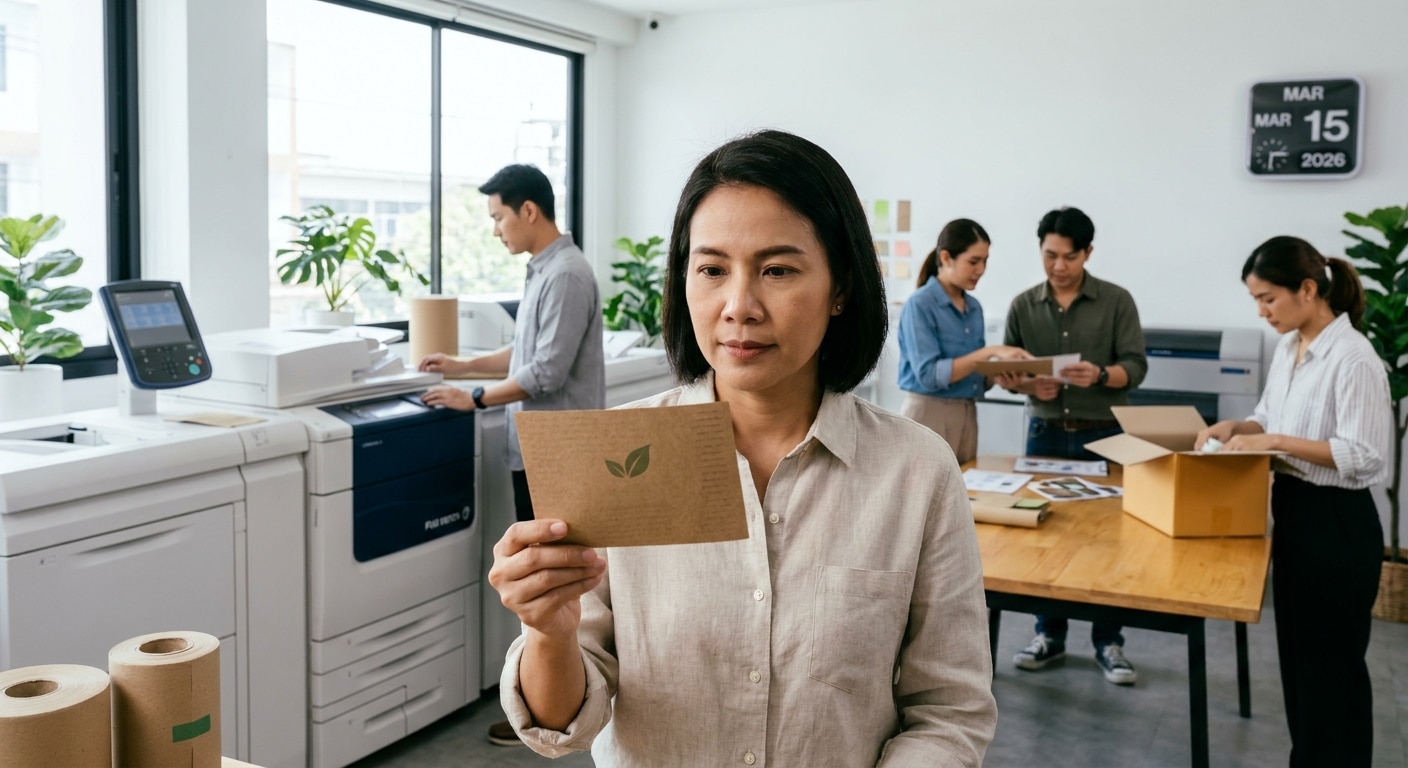 เทรนด์สื่อสิ่งพิมพ์ 2026: แพคเกจจิ้งรักษ์โลกที่ SME ต้องรู้ - 2026-eco-friendly-print-trends