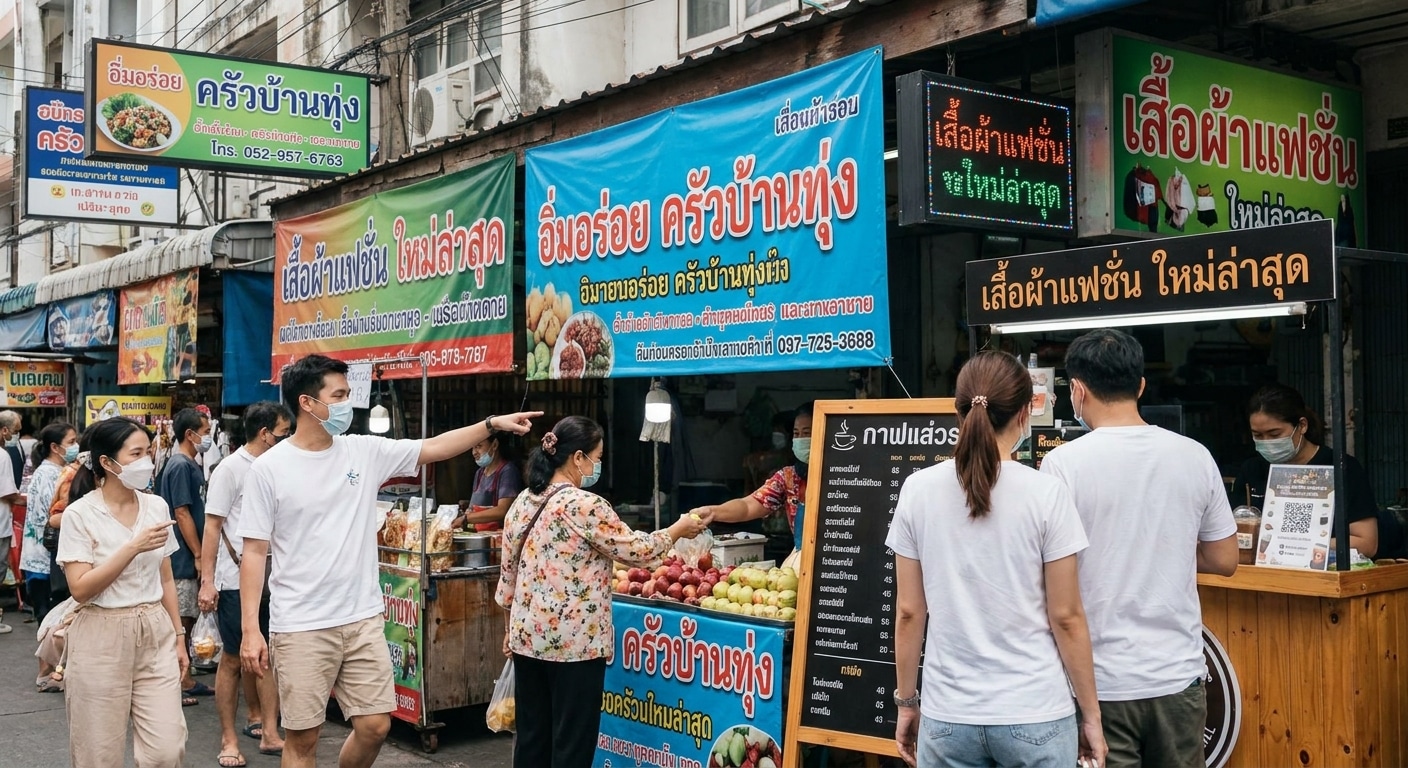 วิเคราะห์สื่อโฆษณาไทย 2026: ป้ายออฟไลน์ช่วย SME โตอย่างไร - 2026-thai-offline-signage-trend