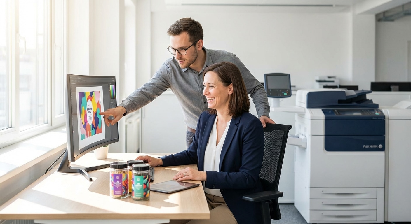 เทรนด์สิ่งพิมพ์ 2026: AI ช่วยออกแบบฉลาก ดันยอดขาย SME - ai-label-packaging-design-trend