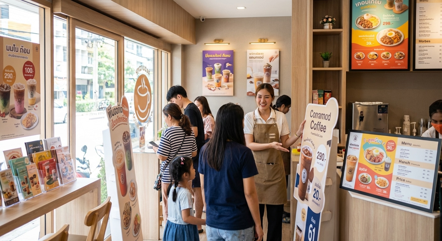 เคล็ดลับเพิ่มยอดขายหน้าร้าน ด้วยป้ายโฆษณาและเมนูสุดปัง - boost-sales-offline-print-media