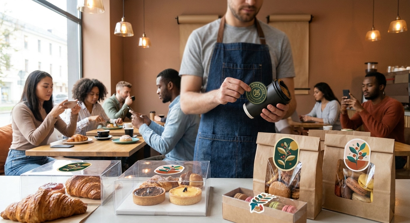 ไอเดียทำสติ๊กเกอร์คาเฟ่-เบเกอรี่ เพิ่มมูลค่าแบรนด์ - cafe-bakery-sticker-ideas