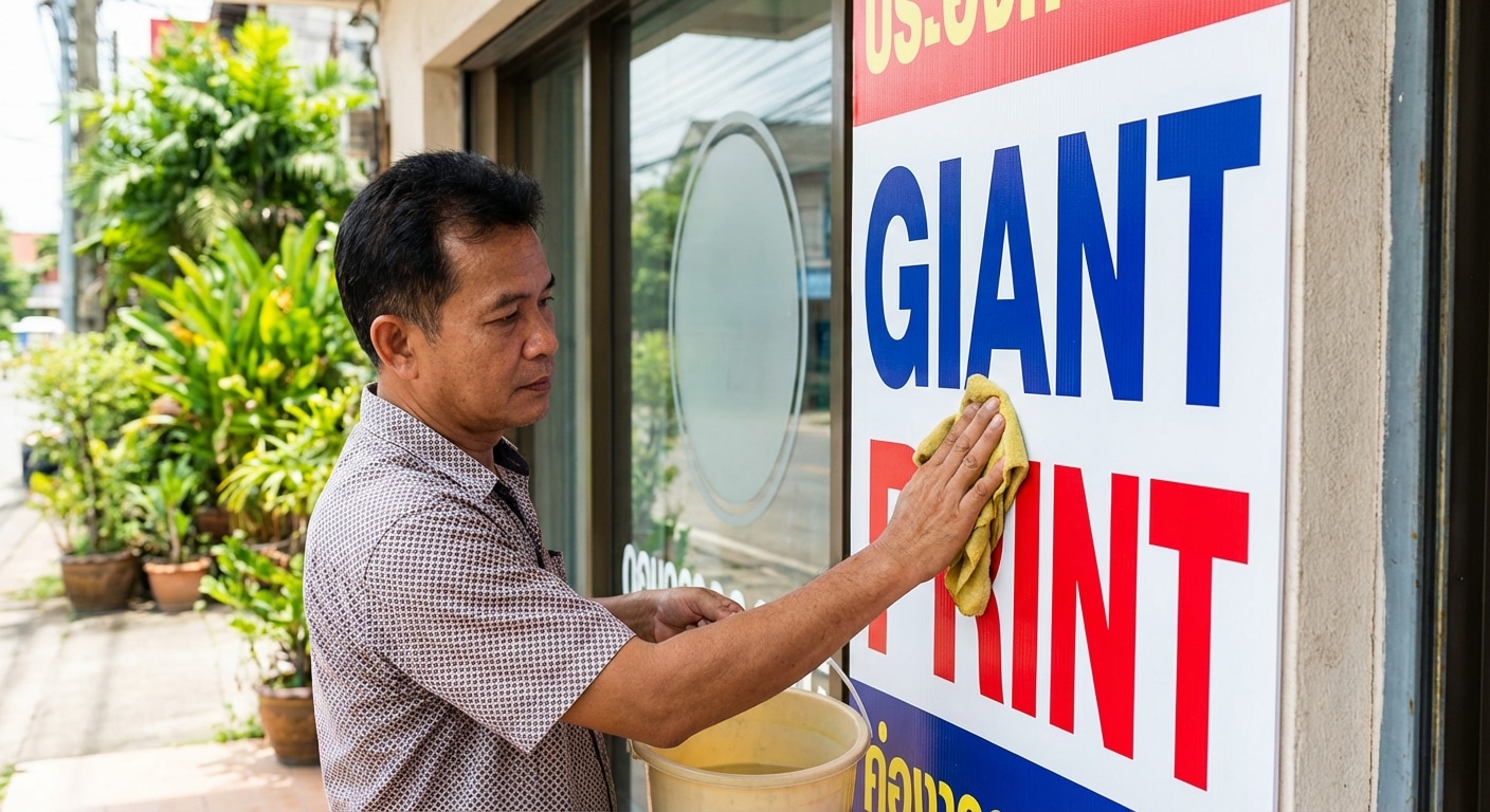 เทคนิคดูแลป้ายไวนิลและสติ๊กเกอร์ติดกระจกให้สีสดทนนาน - care-vinyl-sign-sticker-tips