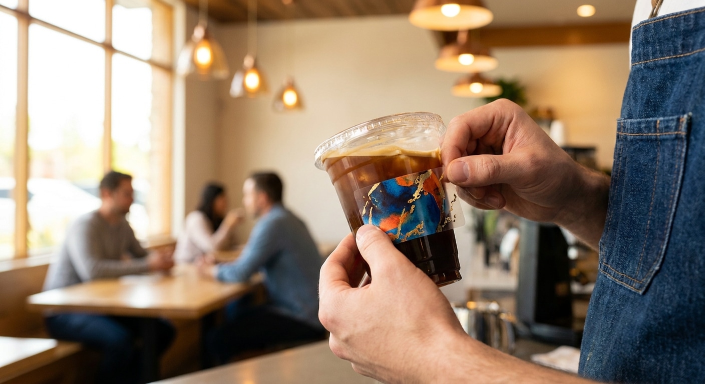 เคล็ดลับพิมพ์สติ๊กเกอร์ใสติดแก้วกาแฟให้ลายโดดเด่น ไม่จม! - clear-sticker-cafe-cup-tips