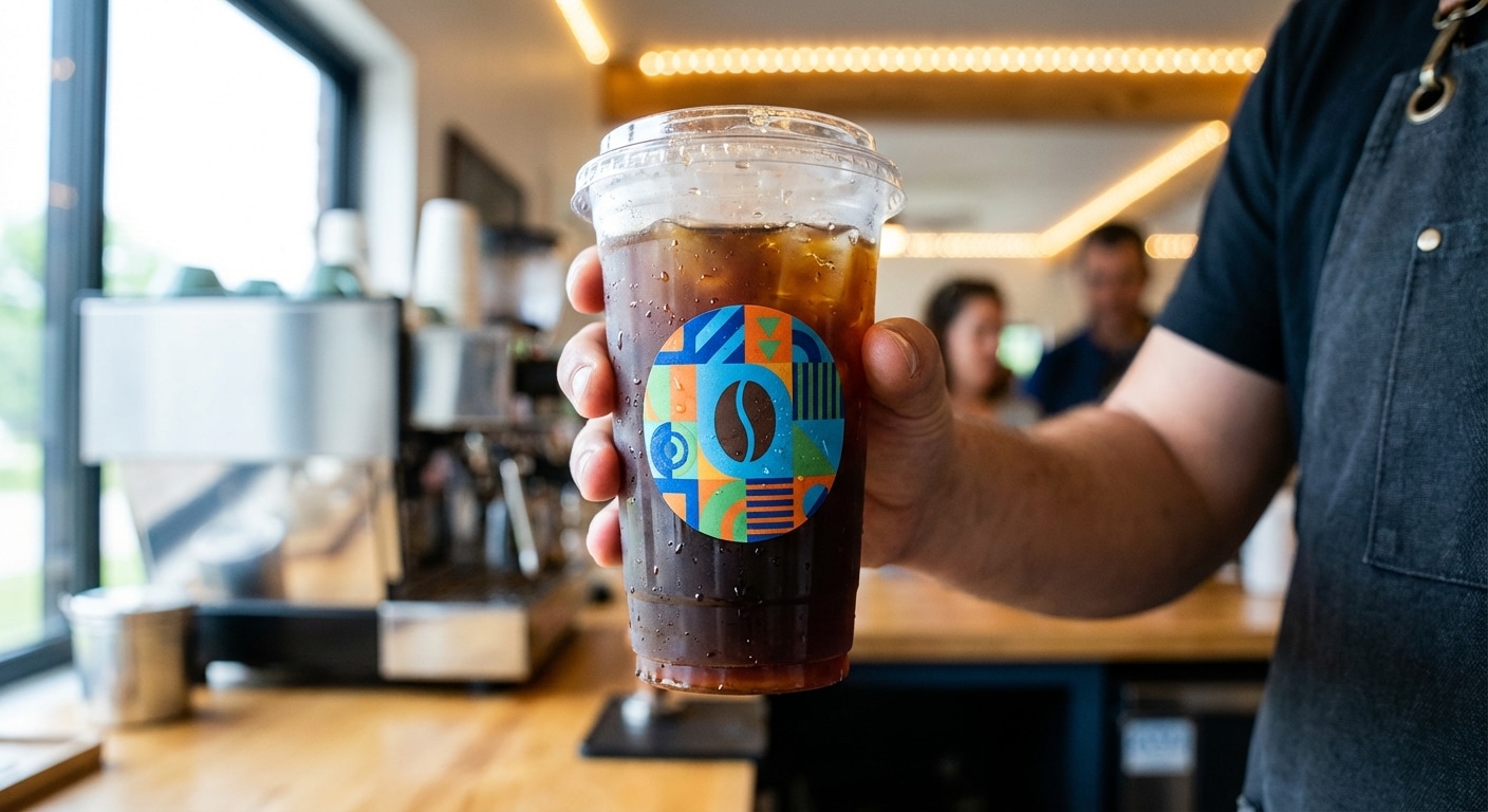 สติ๊กเกอร์ติดแก้วกาแฟ แช่น้ำไม่หลุด! ไอเทมลับร้านคาเฟ่ - coffee-cup-sticker-waterproof