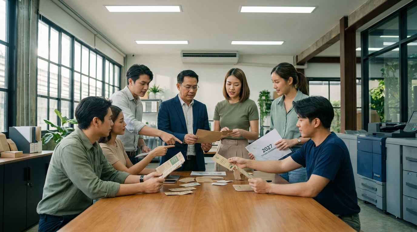 วิเคราะห์เทรนด์สิ่งพิมพ์ไทย: ฉลากรักษ์โลกสู่มาตรฐานปี 2027 - eco-friendly-packaging-trend-2027