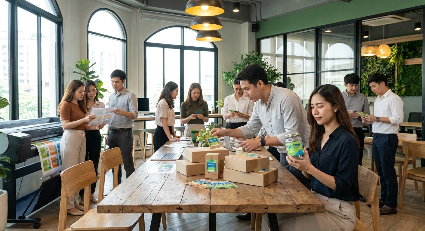 อัปเดตเทรนด์สิ่งพิมพ์ 2026! นวัตกรรมฉลากรักษ์โลกดันยอด SME - eco-friendly-printing-trend-2026