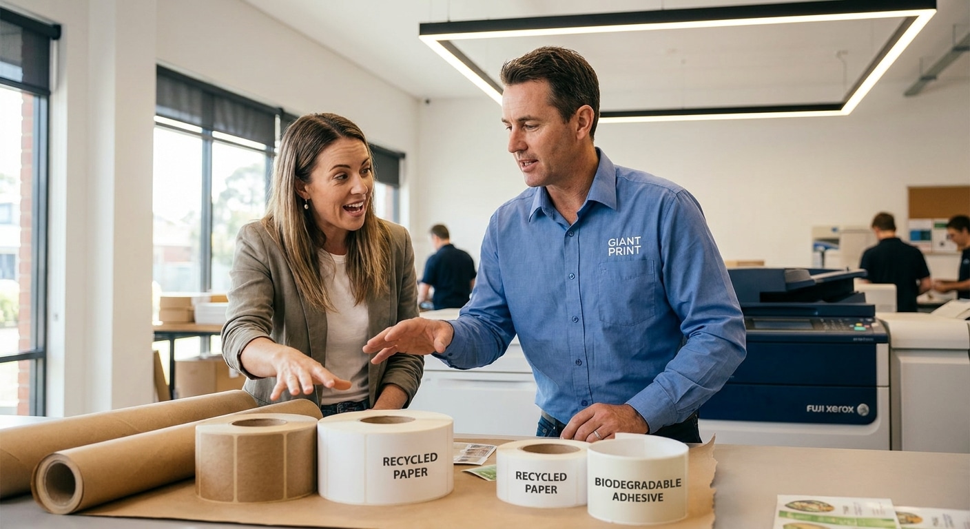 เจาะเทรนด์สิ่งพิมพ์ 2026: สติ๊กเกอร์รักษ์โลก มัดใจลูกค้า - eco-friendly-printing-trend-2026