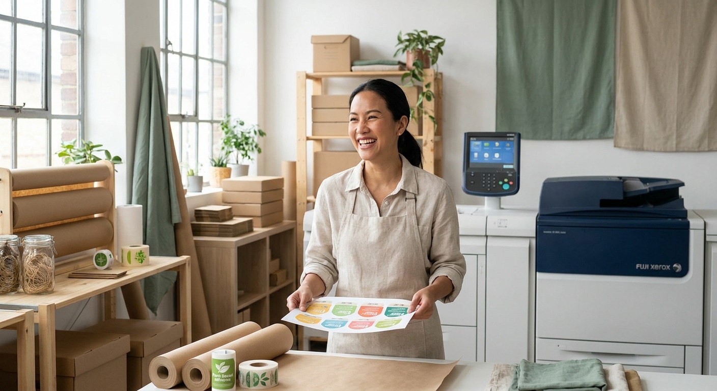 เทรนด์สื่อสิ่งพิมพ์ 2027: สติ๊กเกอร์รักษ์โลกมาแรง SME ต้องรู้ - eco-friendly-printing-trend-2027