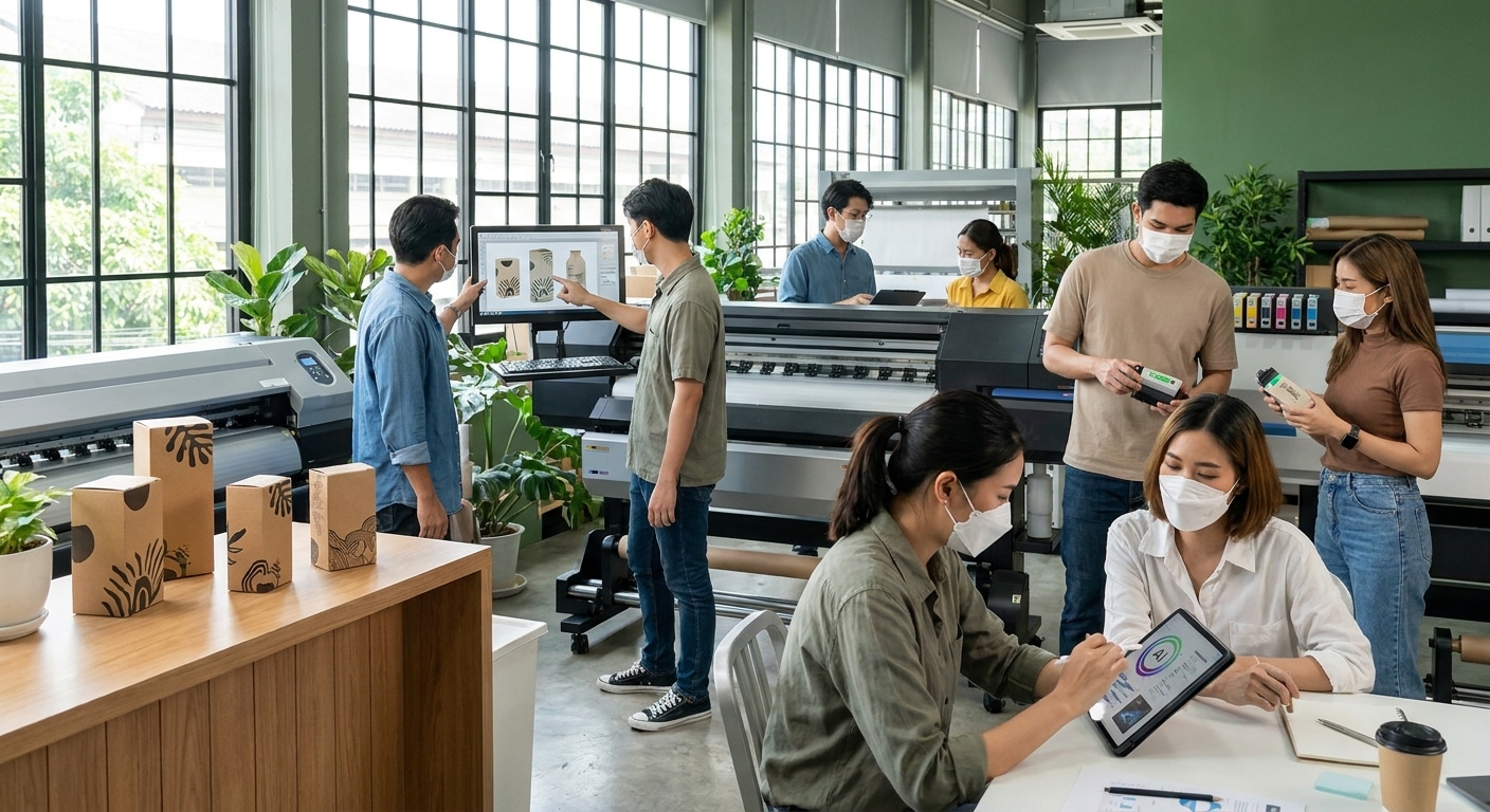 เทรนด์สิ่งพิมพ์ 2026: หมึกรักษ์โลกและ AI พลิกโฉม SME - eco-printing-ai-trends-2026