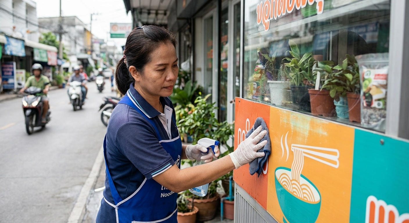 วิธีดูแลป้ายไวนิลและสติ๊กเกอร์หน้าร้าน ให้สีสดทนแดด - how-to-maintain-store-signs