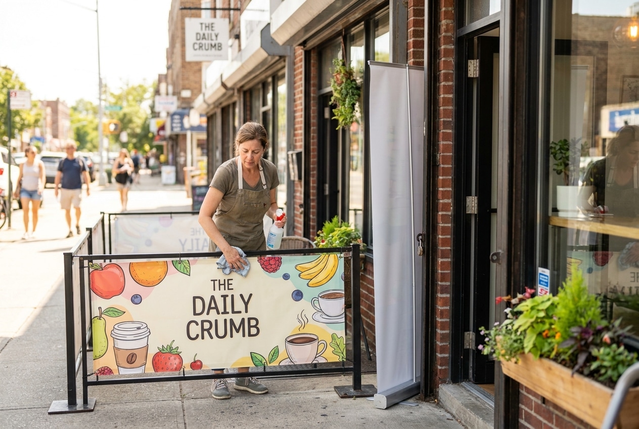 วิธีดูแลป้ายไวนิลและโรลอัพให้สีสดทนทาน เซฟงบ SME - how-to-maintain-vinyl-rollup-banner