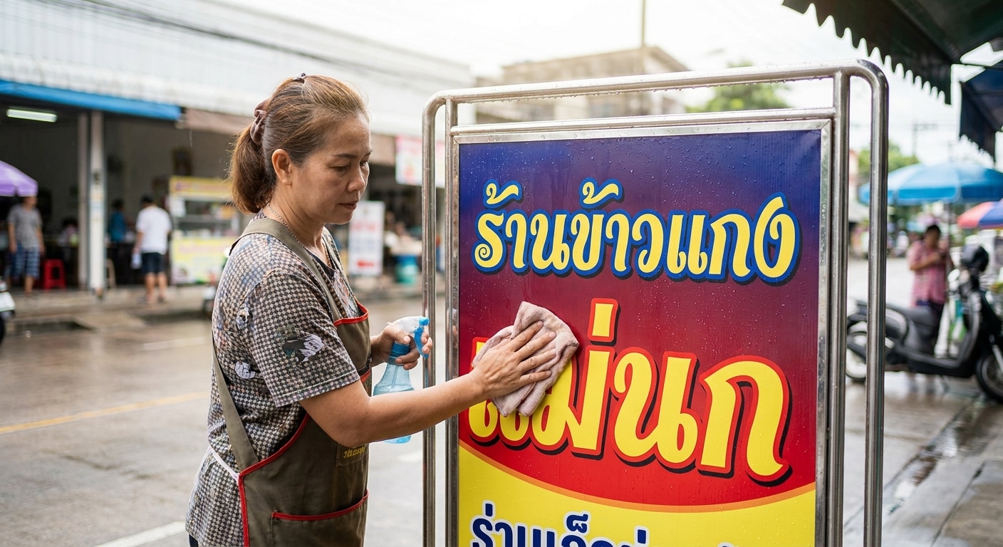 วิธีดูแลป้ายไวนิลและสติ๊กเกอร์หน้าร้าน ให้สีสดทนแดดทนฝน - maintain-outdoor-vinyl-sticker-tips