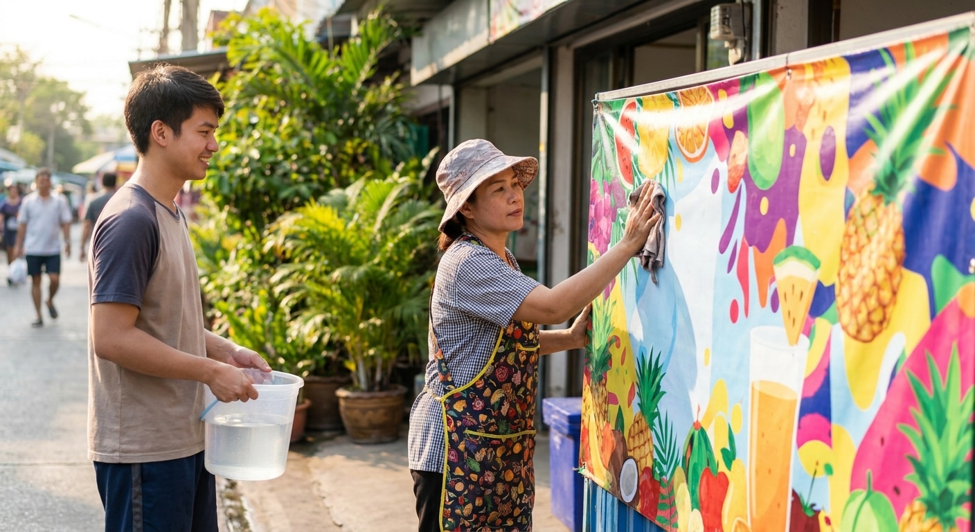 วิธีดูแลป้ายโฆษณาและไวนิลหน้าร้านให้สีสด ทนแดดทนฝน - maintain-storefront-vinyl-signage
