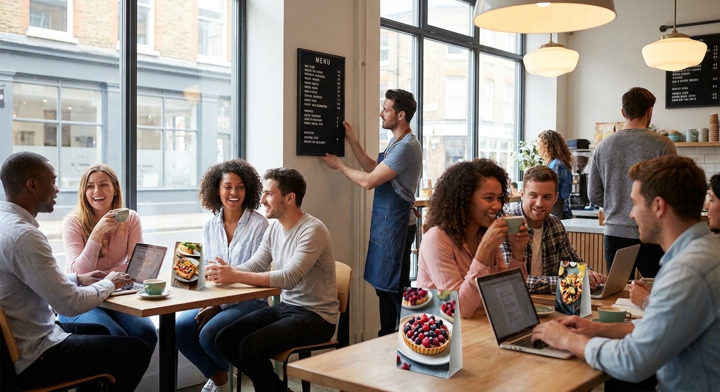 จิตวิทยาออกแบบเมนูอาหาร: ทริคจัดวางป้ายโฆษณาอัปยอดขายคาเฟ่ - menu-design-psychology-cafe-sme