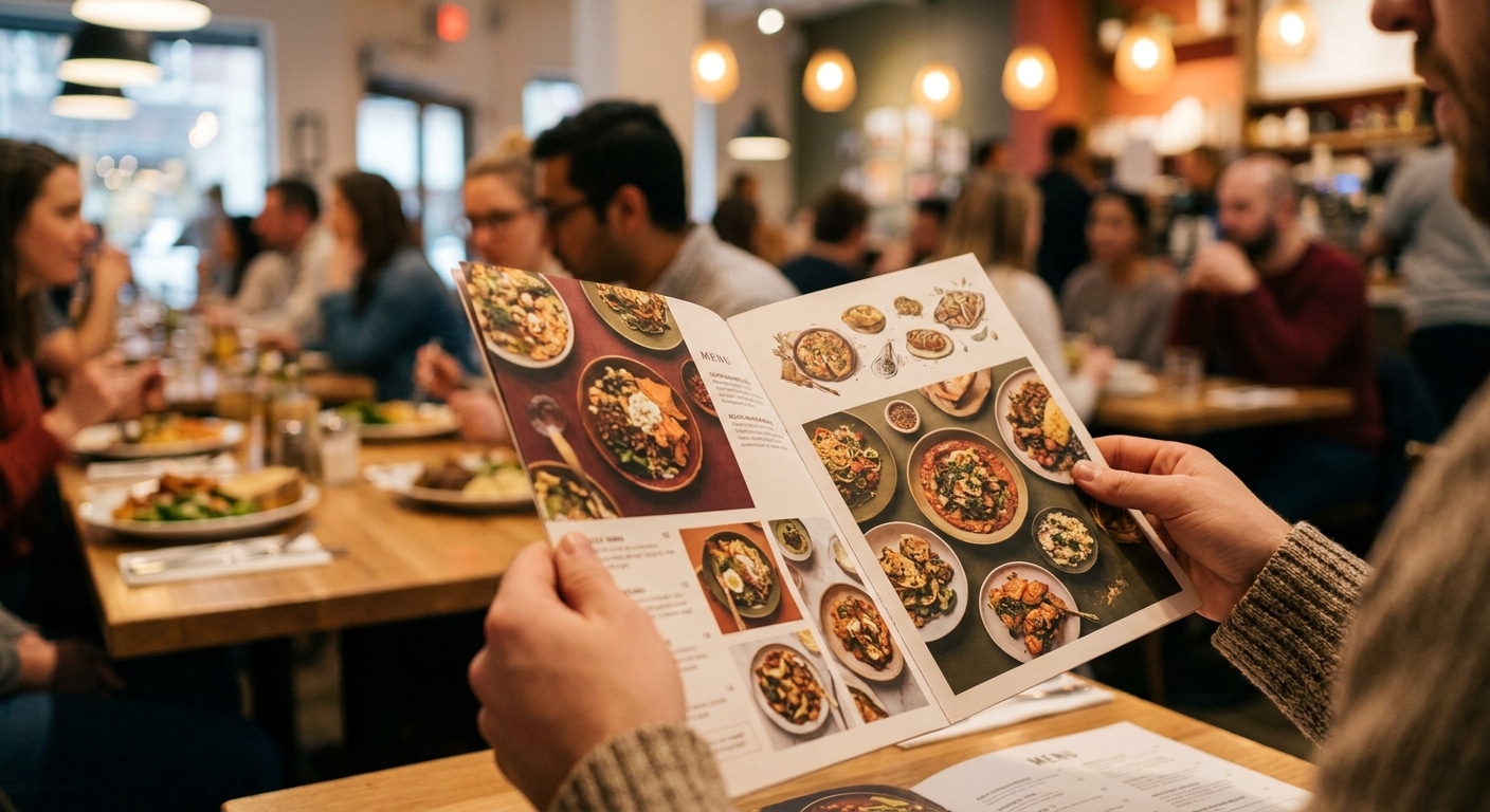 จิตวิทยาออกแบบเมนูอาหาร ทริคสิ่งพิมพ์ช่วยอัปยอดขาย - menu-design-psychology-tips