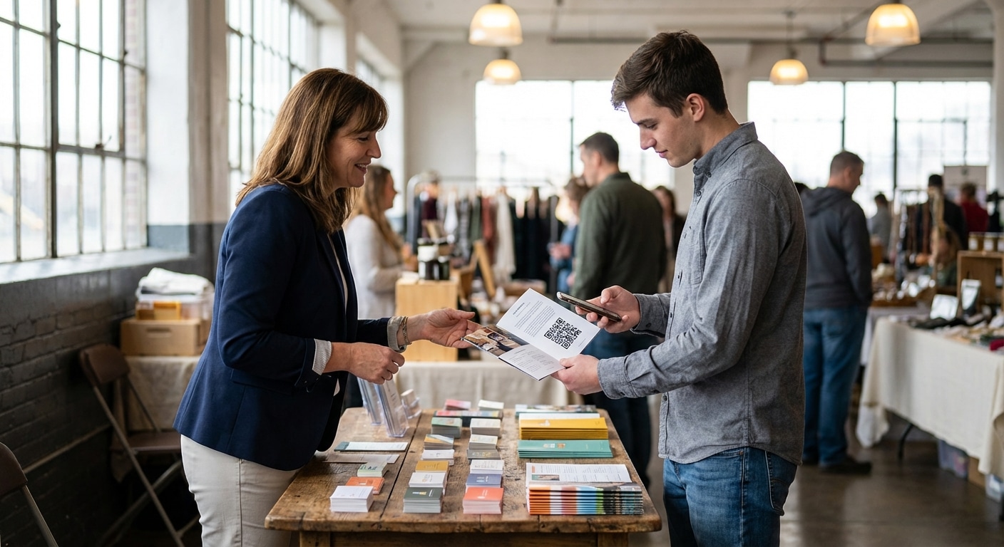 การตลาด O2O! ทำนามบัตรและแผ่นพับติดคิวอาร์โค้ดเพิ่มยอดขาย - o2o-marketing-business-card-leaflet