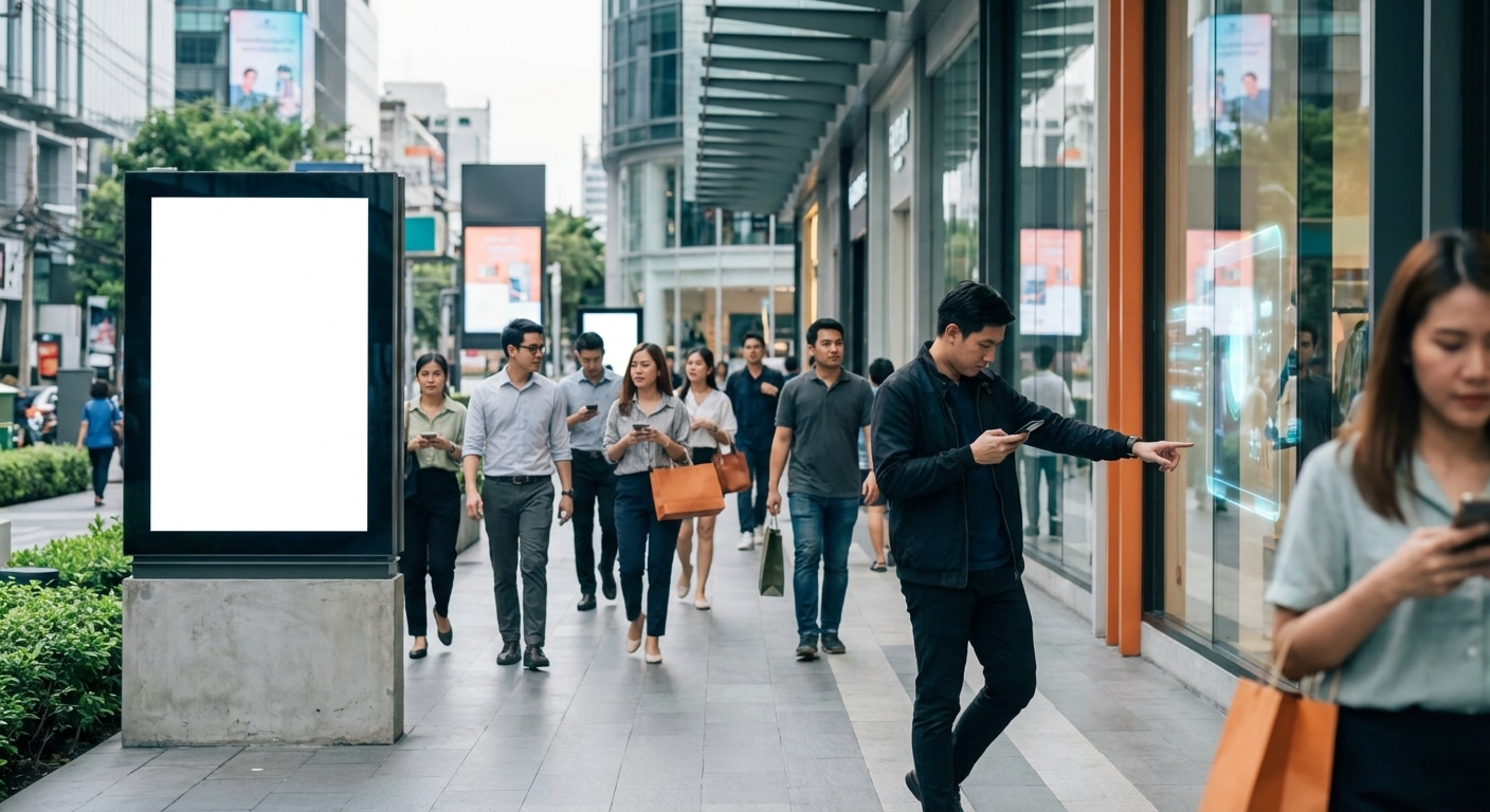 กลยุทธ์ O2O 2026: ดึงยอดขายด้วยป้ายโฆษณาผสาน QR Code - o2o-marketing-print-media-2026