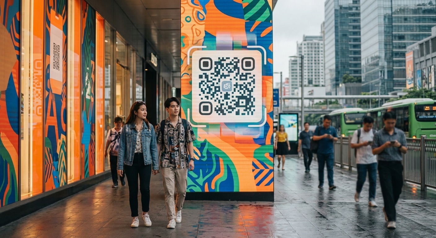 O2O Marketing 2026: ดึงคนเข้าร้านด้วยป้ายโฆษณาพิมพ์ QR Code - o2o-marketing-print-signage