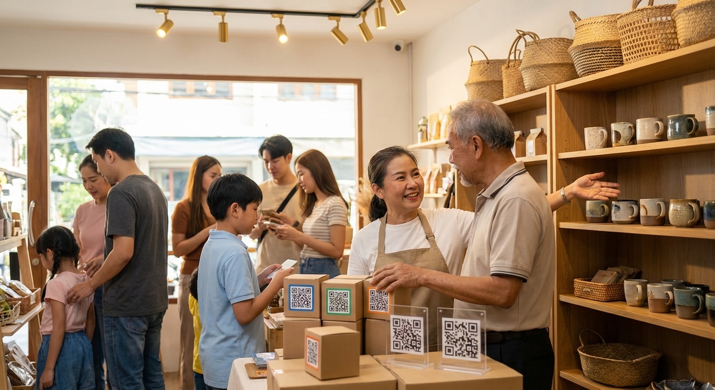 เทคนิคป้ายและสติ๊กเกอร์ติด QR เพิ่มยอดขายออนไลน์ปี 2026 - o2o-print-marketing-qr-sticker