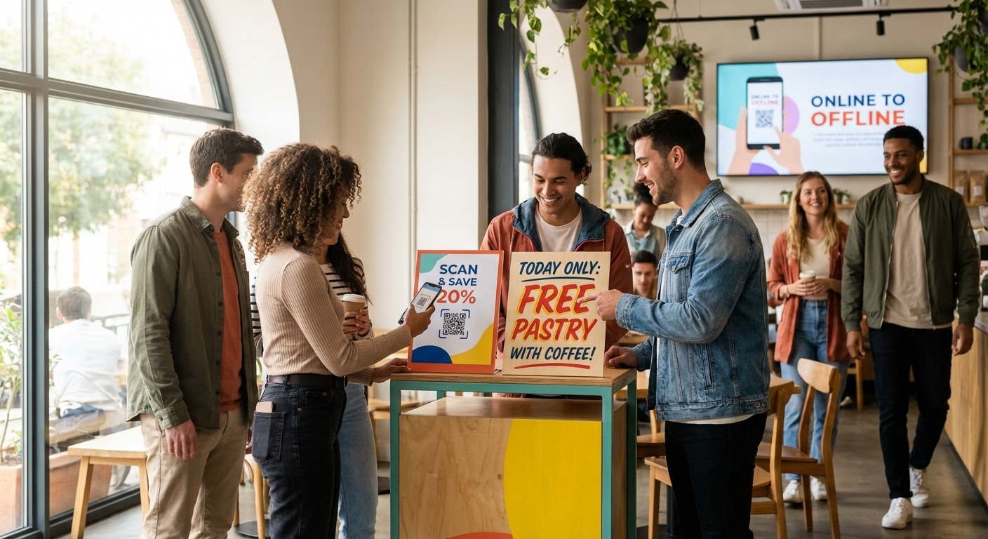 การตลาด O2O! ใช้ป้ายและสติ๊กเกอร์ดึงลูกค้าออนไลน์เข้าร้าน - o2o-print-marketing-strategy