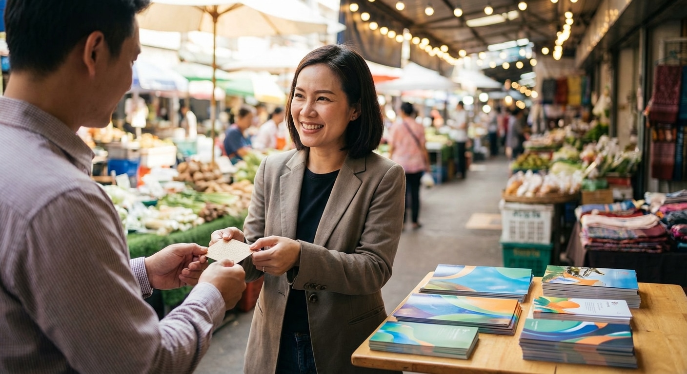 นามบัตรและสื่อสิ่งพิมพ์: อาวุธลับการตลาดออฟไลน์มัดใจลูกค้า - offline-marketing-print-sme-tips