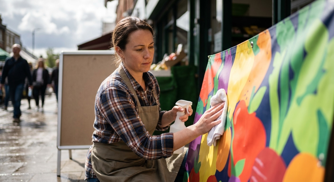 วิธีดูแลป้ายไวนิลและสแตนดี้หน้าร้านให้สีสดทนทาน ใช้งานคุ้ม - outdoor-sign-maintenance-tips