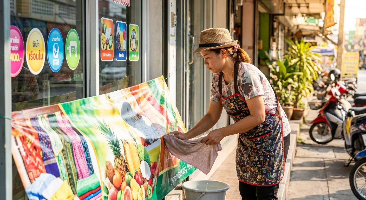 ทริคดูแลป้ายและสติ๊กเกอร์ให้สีสดสู้แดด ยืดอายุใช้งาน - outdoor-sign-sticker-maintenance