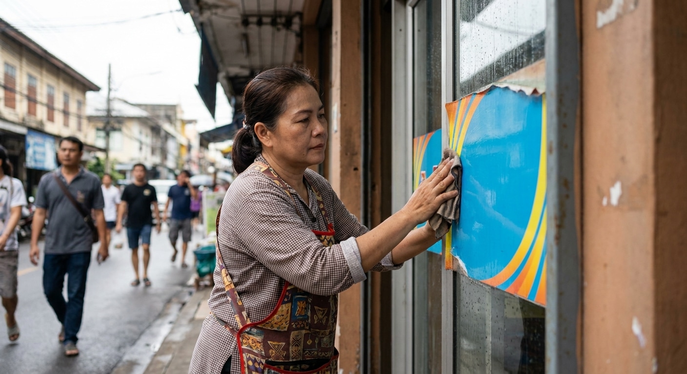 วิธีดูแลป้ายไวนิลและสติ๊กเกอร์หน้าร้าน ให้สีสดทนนาน - outdoor-signage-sticker-maintenance