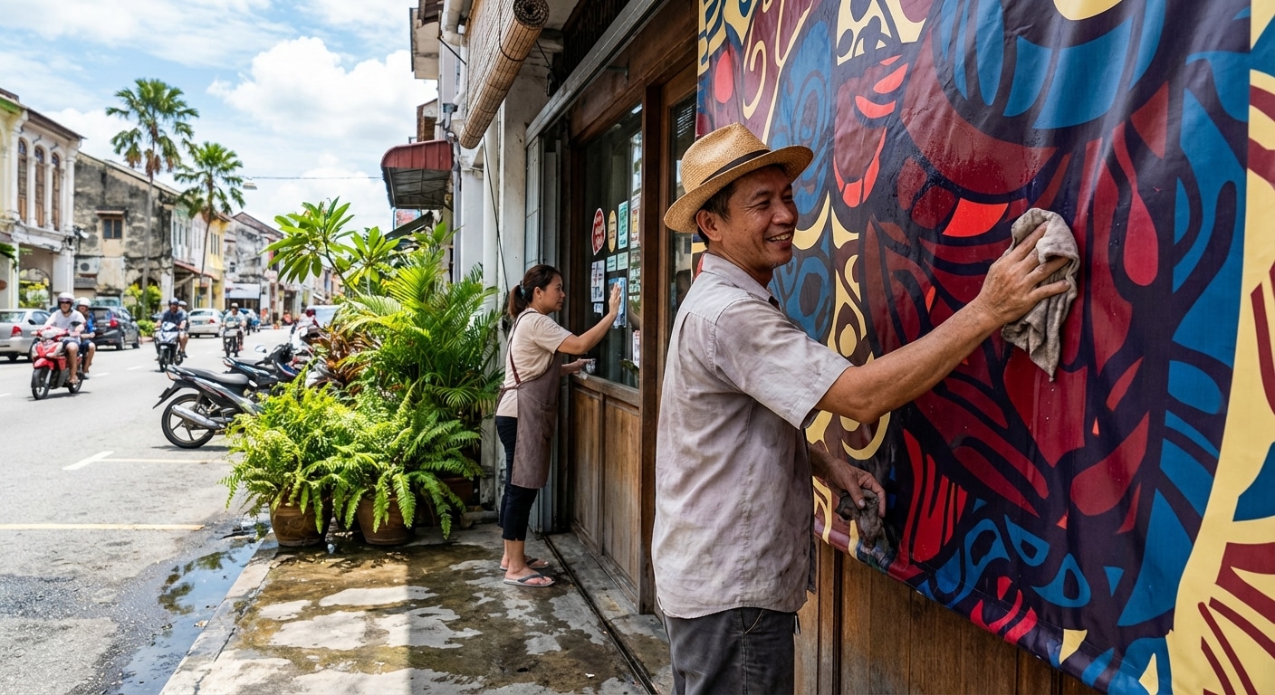 ดูแลป้ายและสติ๊กเกอร์หน้าร้าน สู้แดดซัมเมอร์ 2026 - outdoor-signage-summer-maintenance