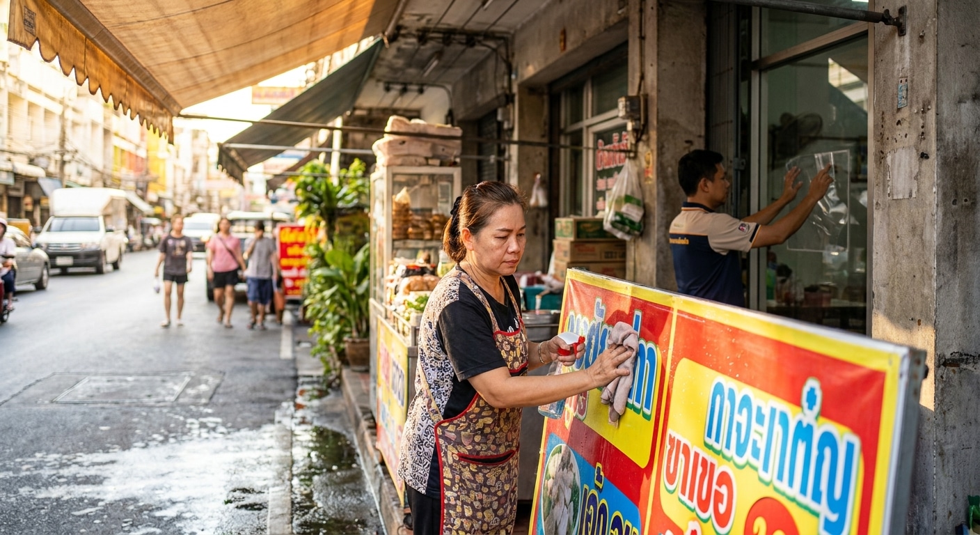 วิธีดูแลป้ายไวนิลและสติ๊กเกอร์หน้าร้านให้สีสดทนนาน - outdoor-signage-vinyl-maintenance