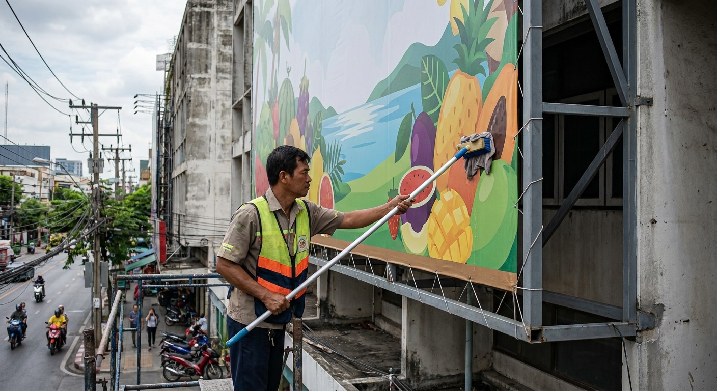 วิธีดูแลป้ายไวนิลและป้ายโฆษณากลางแจ้ง ให้สีสดทนแดดทนฝน - outdoor-signage-vinyl-maintenance