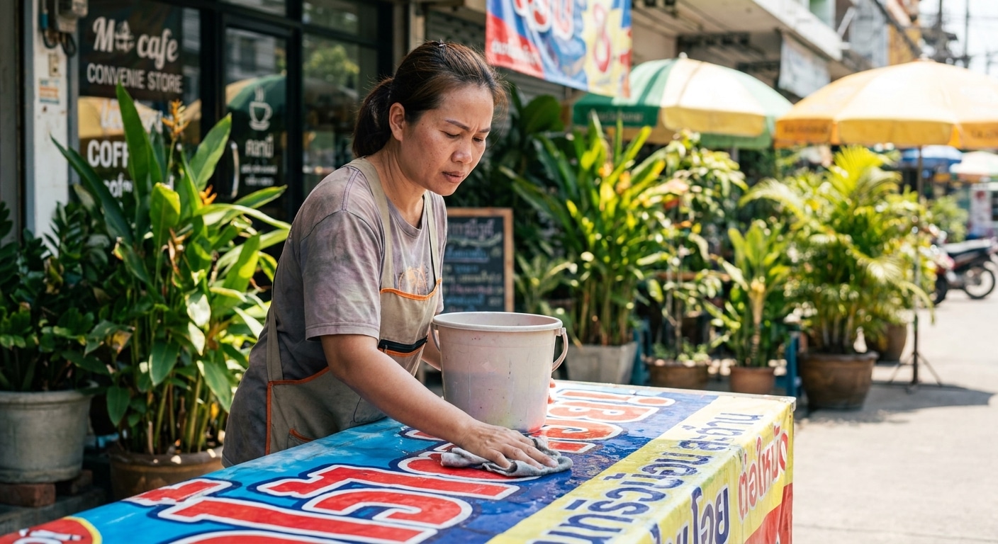 ทริคดูแลป้ายไวนิลและสติ๊กเกอร์หน้าร้านสู้แดดฝนปี 2026 - outdoor-signage-vinyl-maintenance