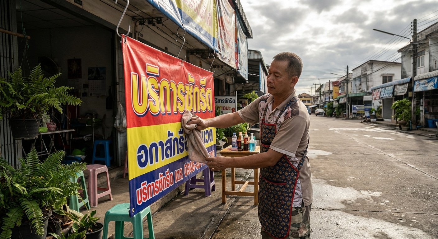ทริคดูแลป้ายไวนิลโฆษณาให้สีสดทนแดดทนฝน ฉบับร้านค้า - outdoor-vinyl-banner-maintenance